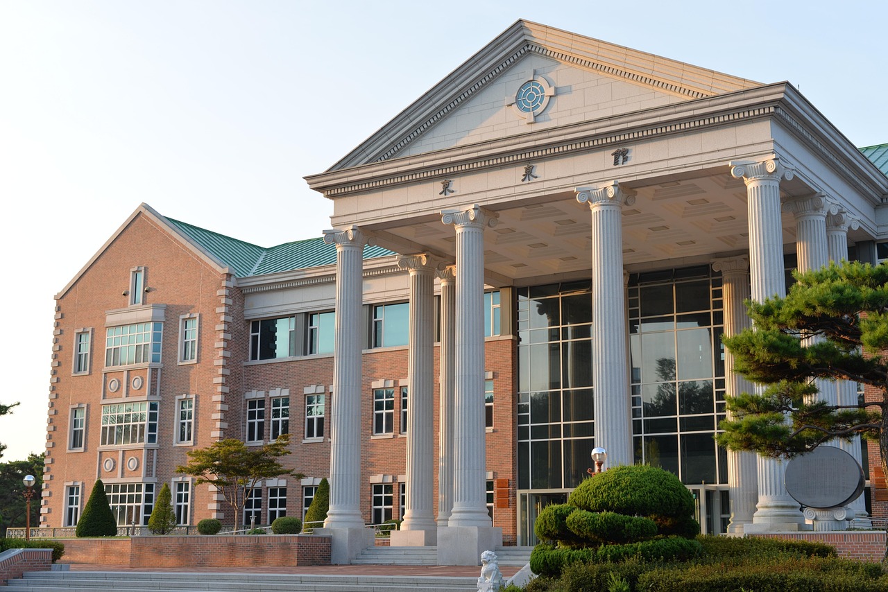 building, school, architecture, facade, graduate school, keimyung university, korea, daegu